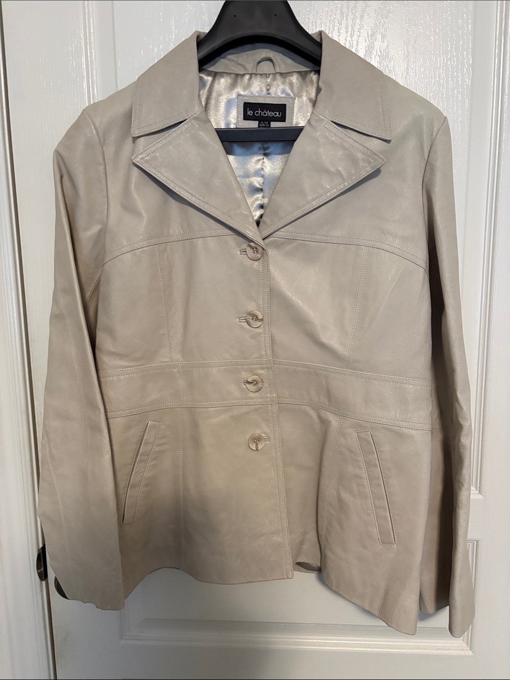 Le Chateau Beige Leather Jacket
